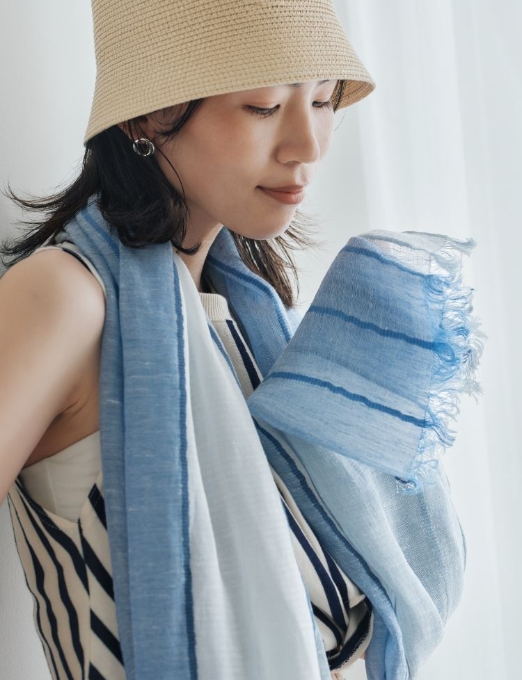 blue frost silver tipping stole／GAKE日本製❣️ | ストール・ショール